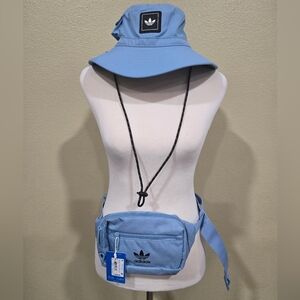 Adidas Light Blue Bucket Hat and Waist Bag